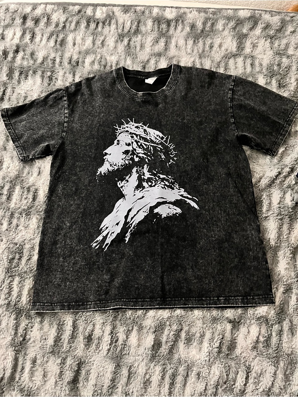 Men's Black Graphic T-Shirt with Jesus Profile